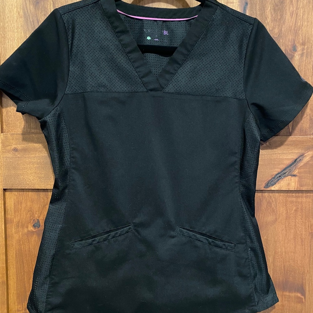 Healing Hands Purple Label Black Scrub Top S